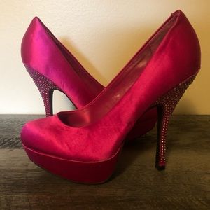 Hot Pink Rhinestone Heels